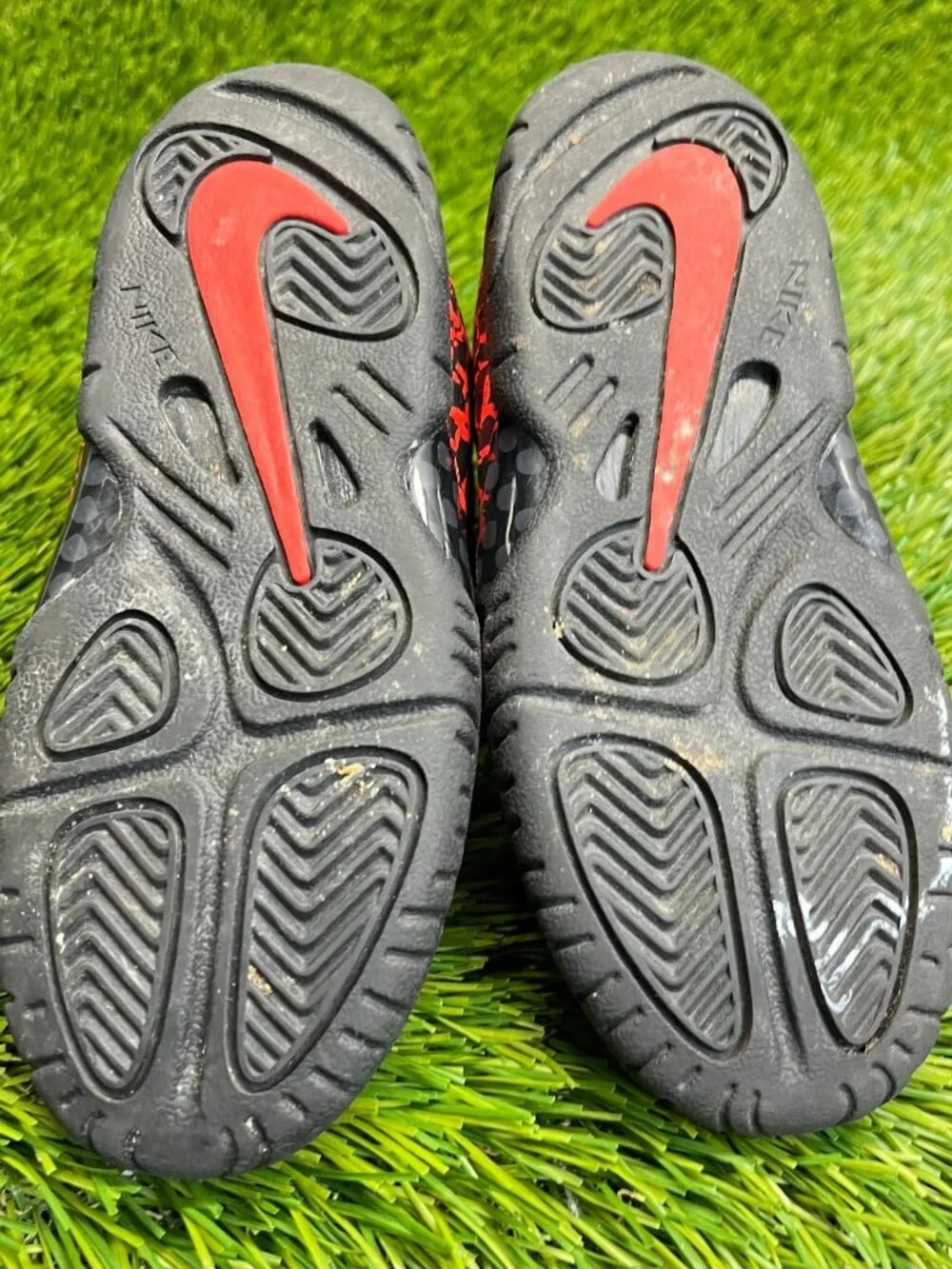 Nike Little Posite One Boys Size 9C‎ Black Red Athletic Leather Shoes Sneakers